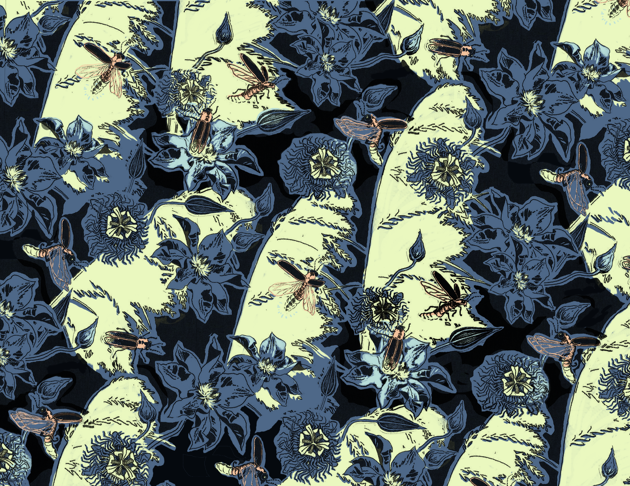 deep summer: fireflies and pampas grass